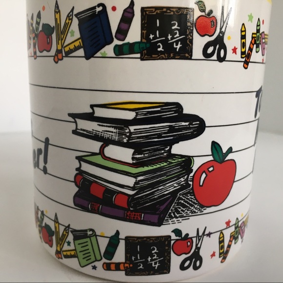 Teacher mug vintage EUC Favorite books apples cup - Picture 9 of 11